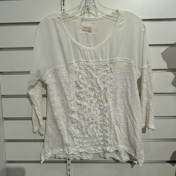 Meadow Rue Tops - Meadow Rue Cream Lace Detail Blouse